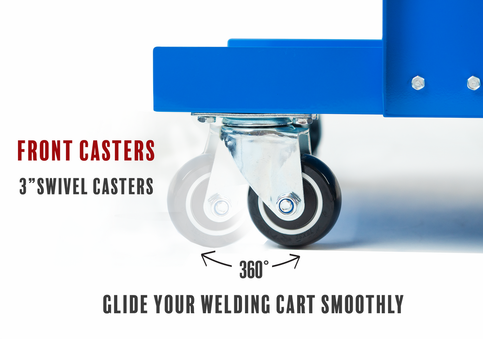 FOXNGEAR FOXNGEAR 350LBS Capacity Welding Cart for MIG/TIG Welder and Plasma Cutter-Blue-611B